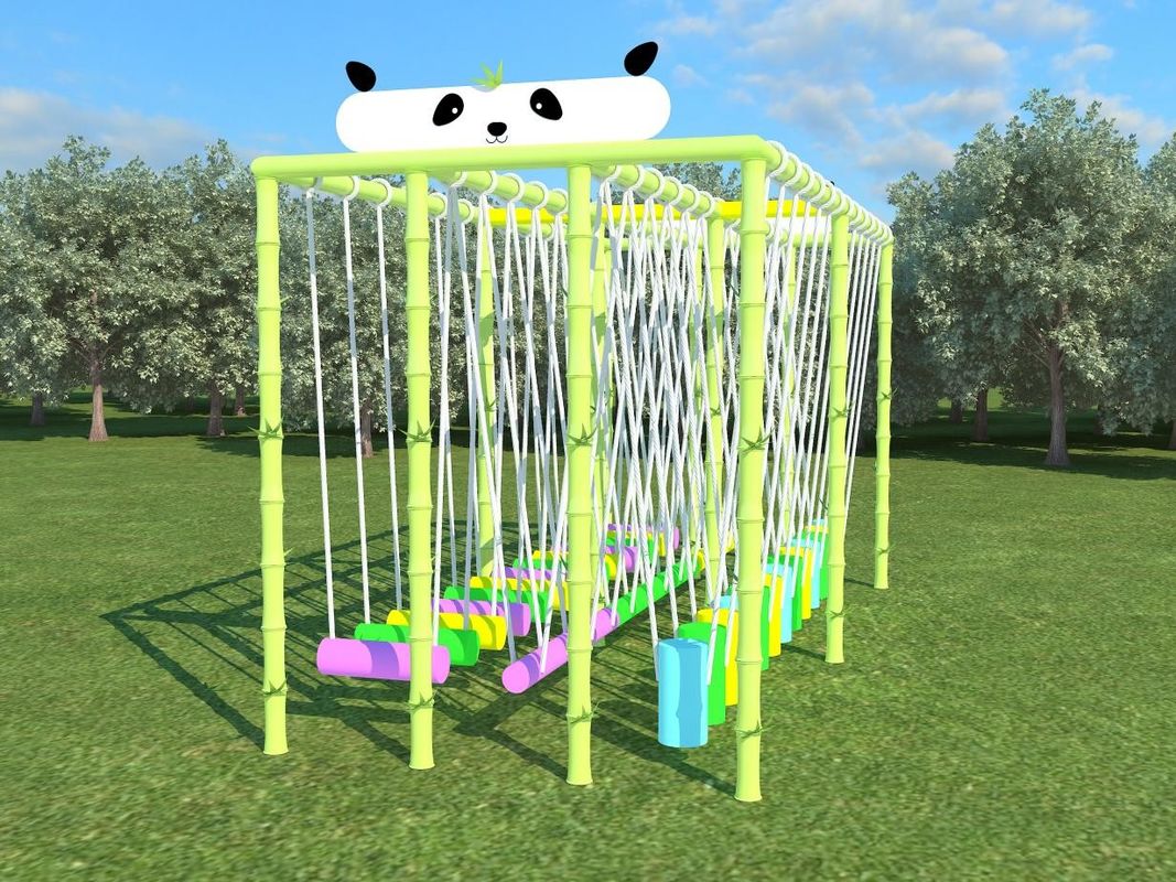 Panda şeklindeki Yeşil Bahçe Oyun Setleri Çocuklar Dışarı Swing Sandalyesi 230cm Ticari Swing Set