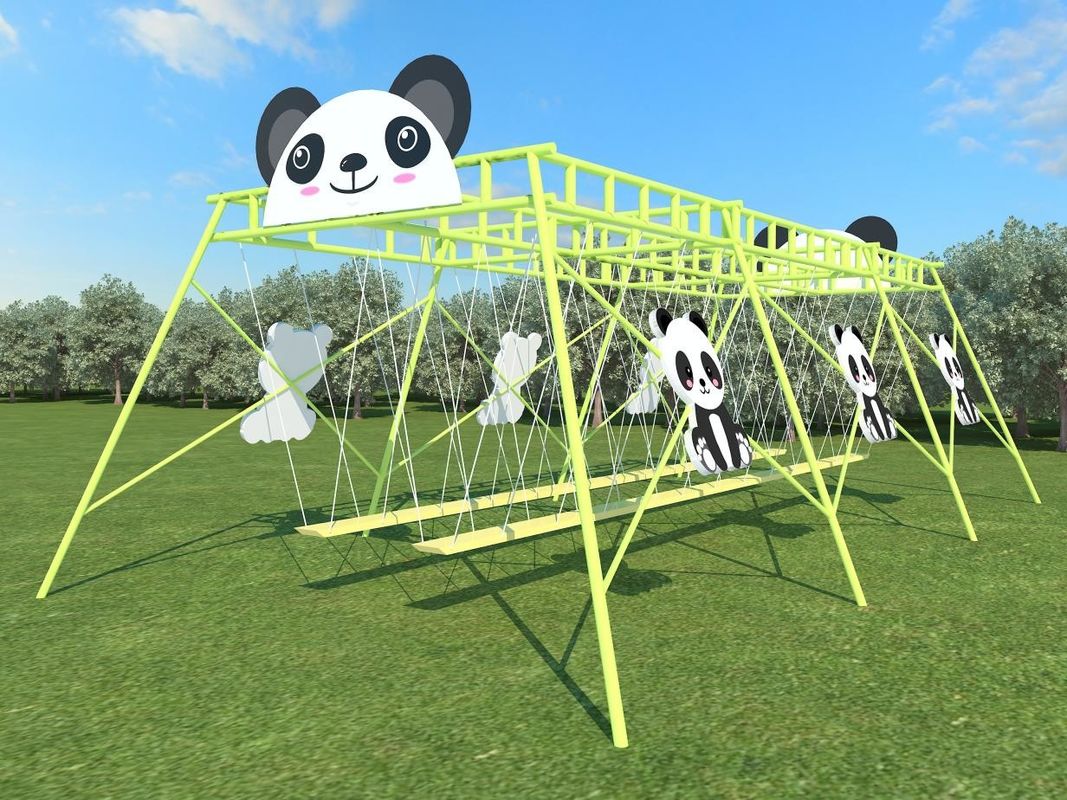 Panda şeklindeki Yeşil Bahçe Oyun Setleri Çocuklar Dışarı Swing Sandalyesi 230cm Ticari Swing Set