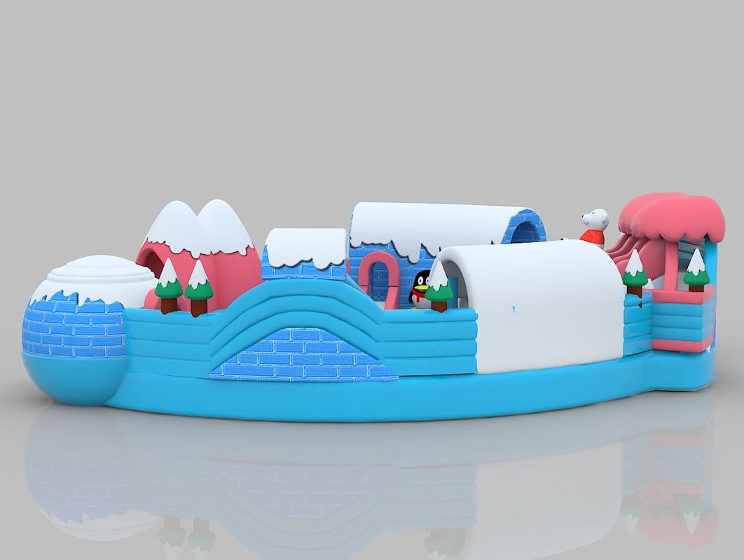 Kar temalı şişme kale renkli PVC atlama kapalı yetişkinler için sıçrama evi
