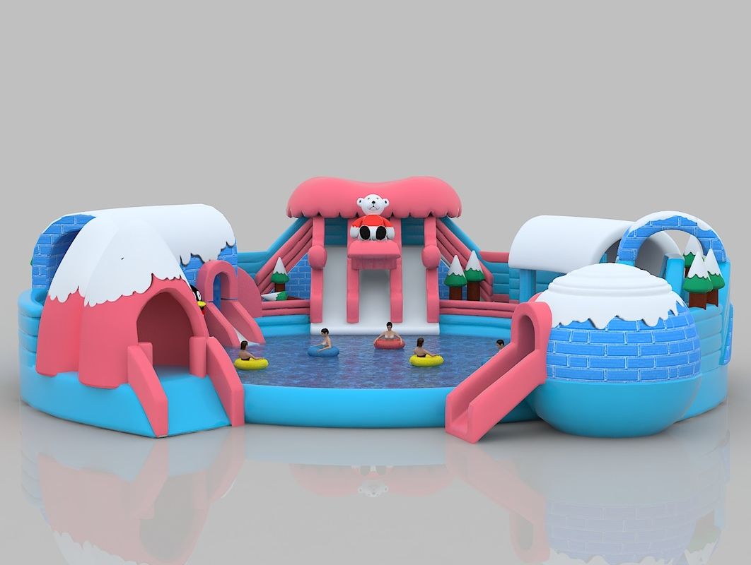 Kar temalı şişme kale renkli PVC atlama kapalı yetişkinler için sıçrama evi