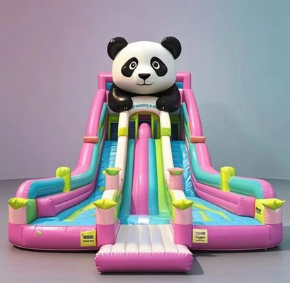 Hayvan Panda şişme kale Su kaydırma sıçrama evi renkli kapalı zıplama kalesi Ticari zıplama zıplağı